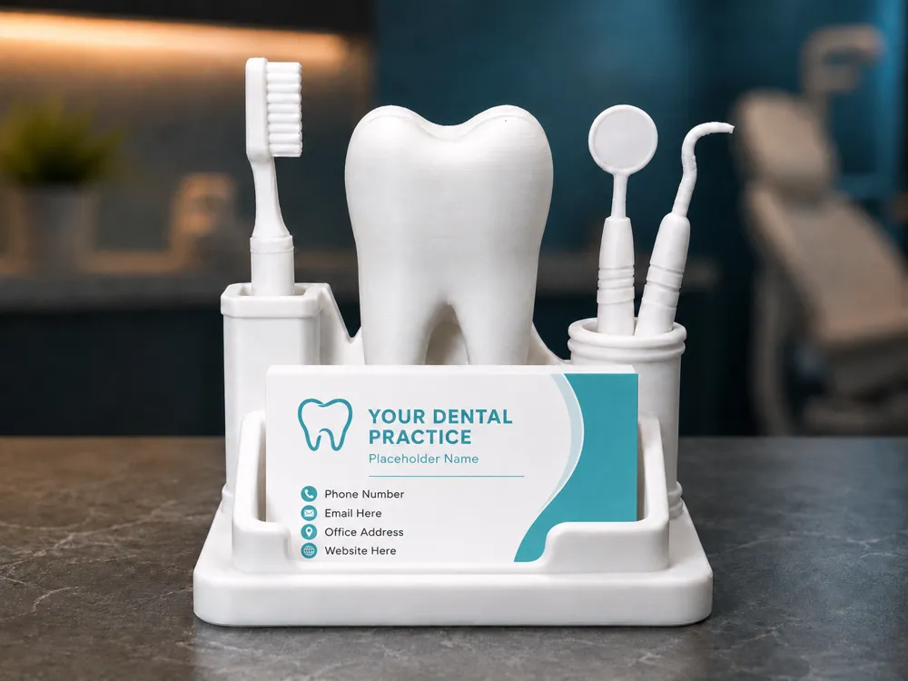 Diş hekimi temalı diş şeklinde kartvizitlik 3D baskı – Van 3D Model