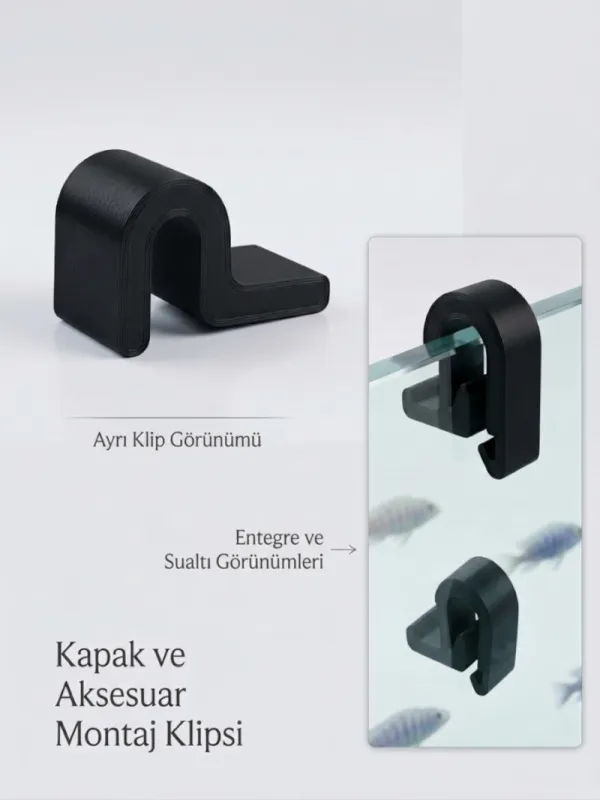 Akvaryum Buhar Camı Tutucu – Güvenli ve Pratik Cam Destek Klipsi 8mm